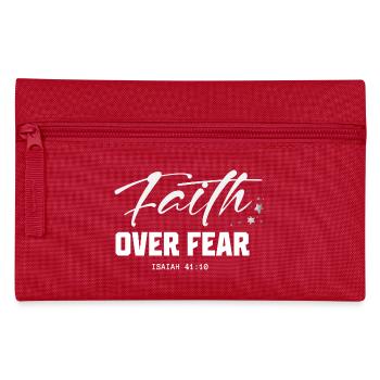 Faith Over Fear Isaiah 41 10 Glaube - Federtasche - Rot - Vorne