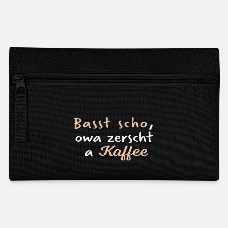 Bast scho owa zerscht a Kaffee - Federtasche - Schwarz