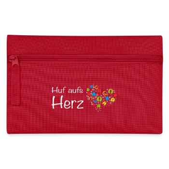 Huf aufs Herz - Hand aufs Herz! Wortspiel Tiere - Federtasche - Rot - Vorne