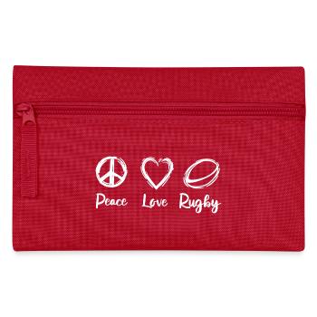 Peace Love Rugby - Pencil Case - red - Front