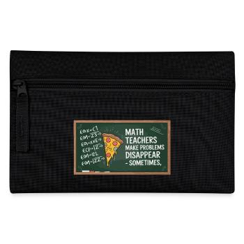 Lustiges Mathelehrer Design Pizza & Probleme lösen - Federtasche - Schwarz - Vorne