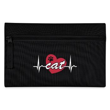 ECG Curve - Heart Curve - Pulse - Cat - Paw - Pencil Case - black - Front
