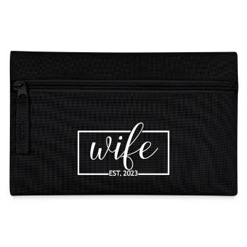 Wife Est. 2023 Engagement Bridal Shower Wedding - Pencil Case - black - Front