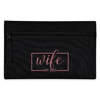 Wife Est. 2023 Engagement Bridal Shower Wedding - Pencil Case - black - Front