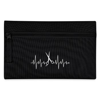 Coeur, ligne, fréquence cardiaque, coeur, battre, ciseaux, coiffeur - Trousse - noir - Devant
