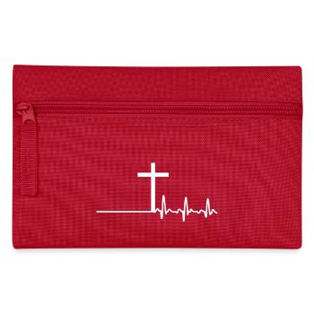 Heart Heart Fréquence cardiaque Heartbeat Jesus Cross - Trousse - rouge - Devant