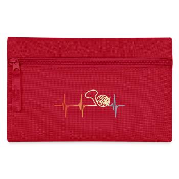 Vintage French Horn Heart Line - Pencil Case - red - Front