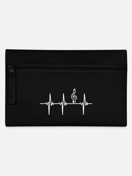 Herzschlag für Musik Tattoo Notenschlüssel - Federtasche - Schwarz