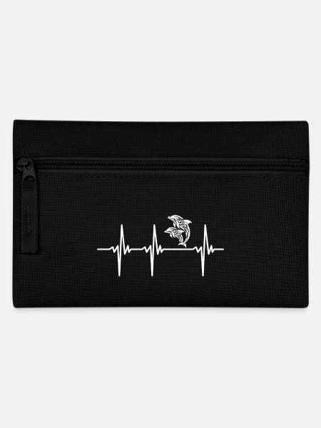Herzschlag für zwei elegante springende Delfine - Federtasche - Schwarz