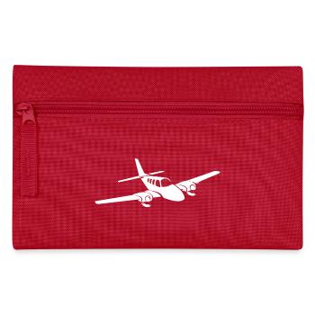 Minimalist propeller plane silhouette - Pencil Case - red - Front