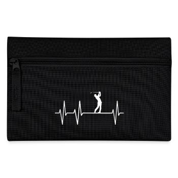 Golf Heartbeat Heart Pulse Heartbeat Golfer - Pencil Case - black - Front