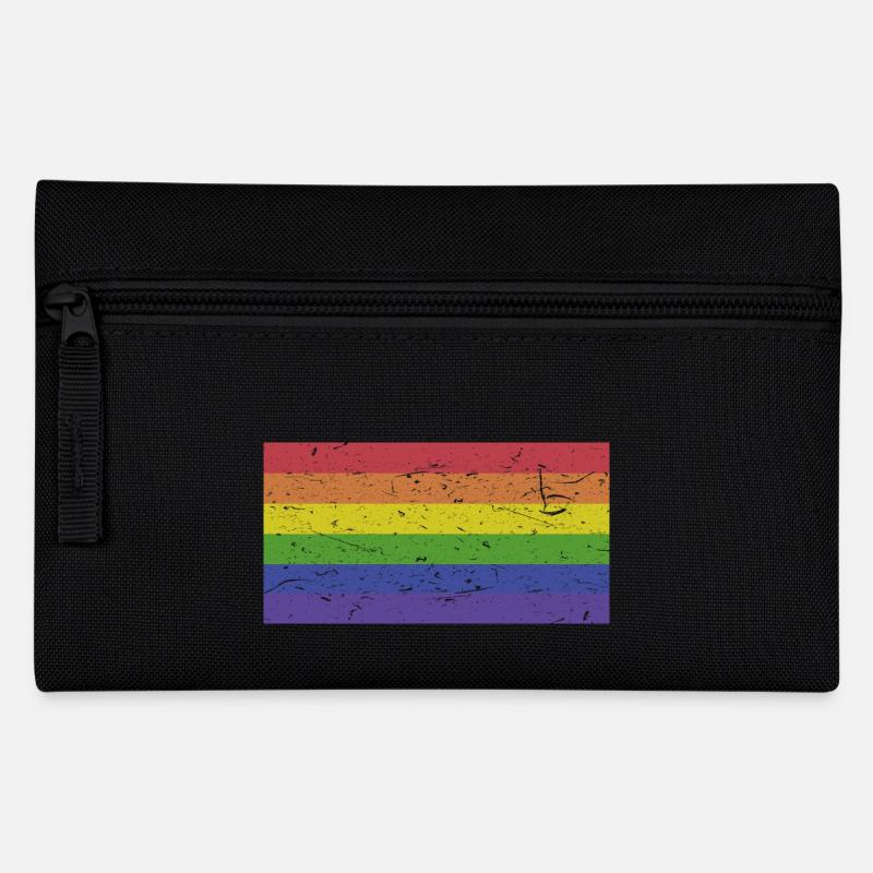 Regenbogen Flagge Vintage LGBT - Federtasche - Schwarz