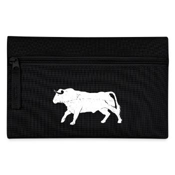 Bull Bovine Art Silhouette Wild Animal Lover - Pencil Case - black - Front