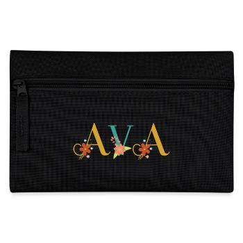 AVA Name Art With Flowers Embroidered - Pencil Case - black - Front