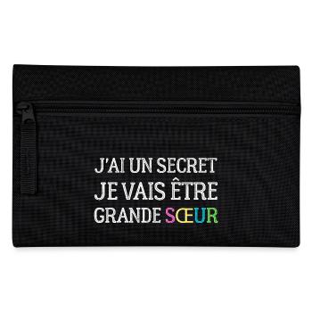 Ich habe ein Geheimnis, ich werde eine große Schwester sein - Federtasche - Schwarz - Vorne