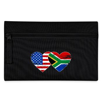 USA South Africa Flag Heart Shape Used - Pencil Case - black - Front