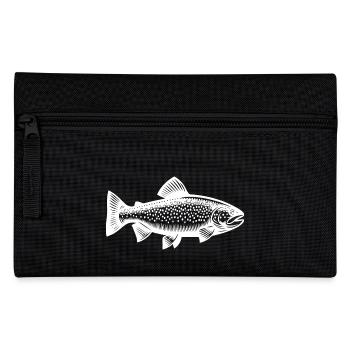 Regenbogenforelle - Naturgetreues Raubfisch Design - Federtasche - Schwarz - Vorne