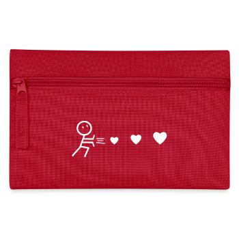 Mann Herzwurf Weiß - Federtasche - Rot - Vorne