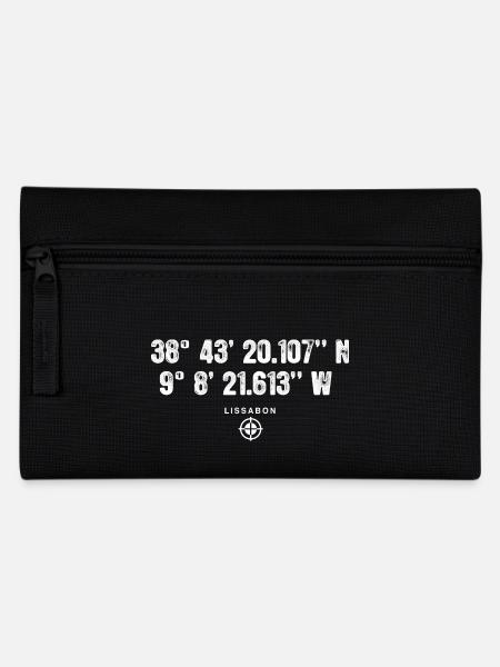 Lissabon Geocacher Koordinaten Geschenk Europa - Federtasche - Schwarz