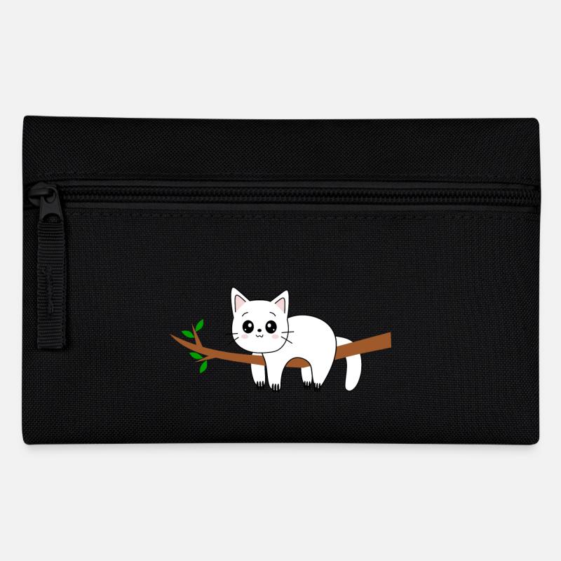 Chat Kawaii Blanc Chat Chat Cadeau Chats Blancs - Trousse - noir