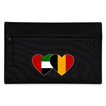 United Arab Emirates Belgium Flag Heart - Pencil Case - black - Front