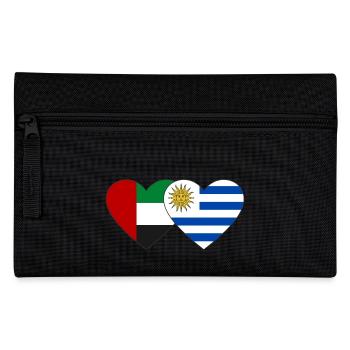 United Arab Emirates Uruguay Flag Heart - Pencil Case - black - Front