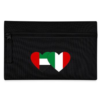 United Arab Emirates Italy Flag Heart - Pencil Case - black - Front