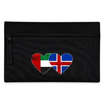 United Arab Emirates Iceland Flag Heart - Pencil Case - black - Front