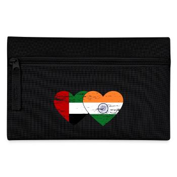 Vereinigte Arabische Emirate Indien Flagge Herz - Federtasche - Schwarz - Vorne