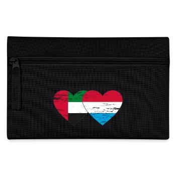 Vereinigte Arabische Emirate Luxemburg Flagge Herz - Federtasche - Schwarz - Vorne