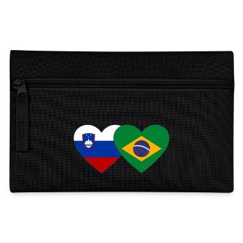 Slovenia Brazil Flag Heart - Pencil Case - black - Front