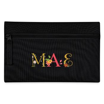 MAE Name Decorated with Flowers - Pencil Case - black - Front