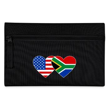 USA South Africa Flag Heart Shape - Pencil Case - black - Front
