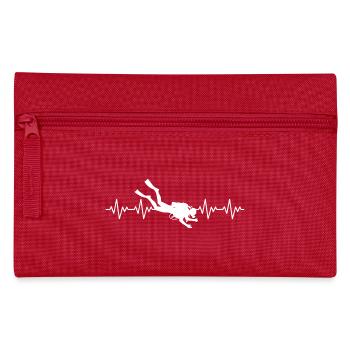 Taucher Taucherin Tauchen EKG Herzschlag - Federtasche - Rot - Vorne