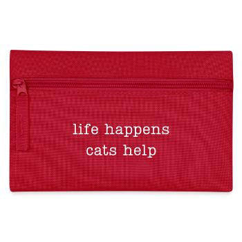 life happens cats help - Pencil Case - red - Front