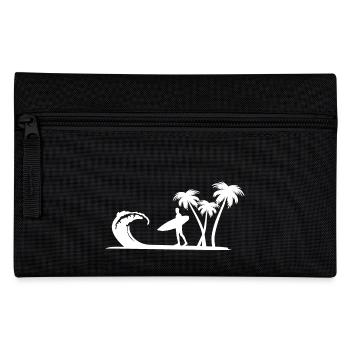 Surfer auf Insel mit Palmen und Wellen - Federtasche - Schwarz - Vorne