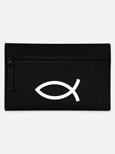Jesusfisch weiß Ichthys Fisch Fische - Federtasche - Schwarz