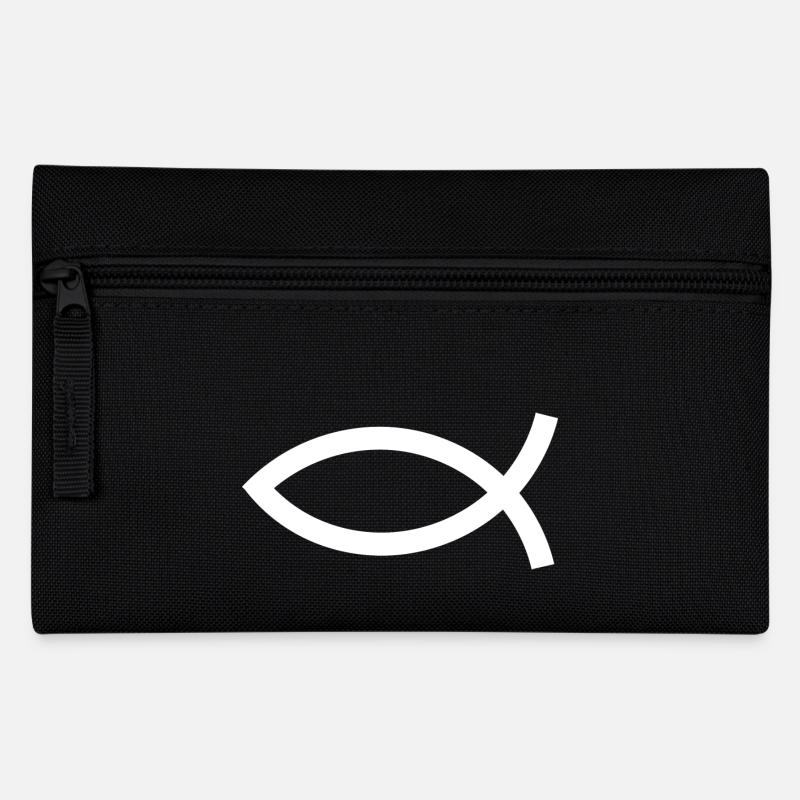 Jésus poisson blanc Ichthys poisson poisson poisson - Trousse - noir