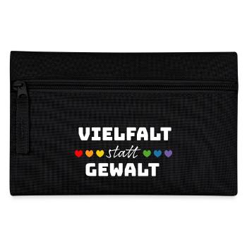 Regenbogenherzchen Vielfalt statt Gewalt weiss - Federtasche - Schwarz - Vorne