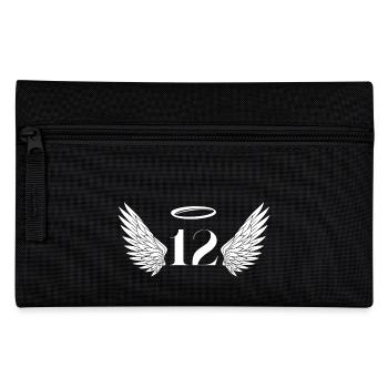 Number 12 Angel - 12th Birthday Wings - Pencil Case - black - Front