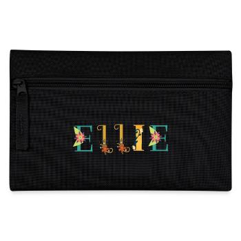 ELLIE Name Art With Flowers Embroidered - Pencil Case - black - Front