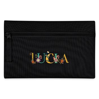 LUCIA Name Art With Flowers Embroidered - Pencil Case - black - Front