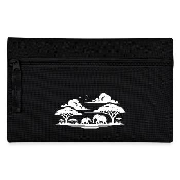 Tranquil savannah scene with elephants and acacia trees - Pencil Case - black - Front