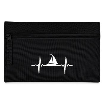 Sailing Heartbeat Sailboat Sail Boat - Pencil Case - black - Front