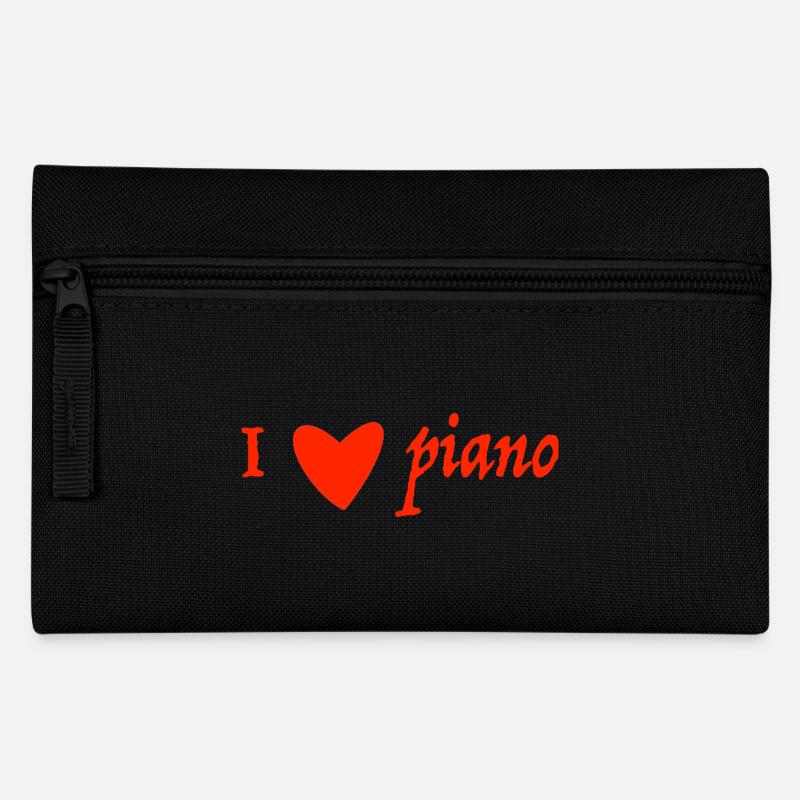 I love piano - Pencil Case - black