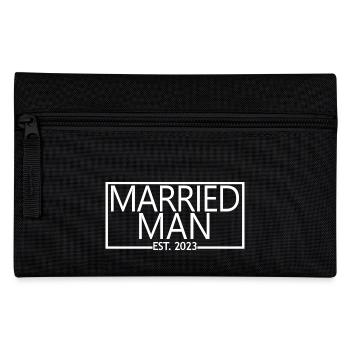 Married Man Est. 2023 Engagement Groom's Wedding - Pencil Case - black - Front