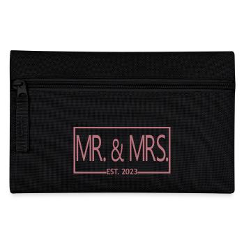 Mr. & Mrs. Est. 2023 - Männer & Frauen Hochzeitsgeschenk - Federtasche - Schwarz - Vorne