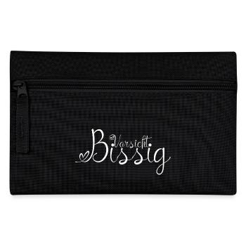 Vorsicht Bissig weiße Schrift - Federtasche - Schwarz - Vorne