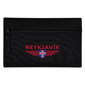 Reykjavík T-Shirt – Stadt der Nordlichter - Federtasche - Schwarz - Vorne