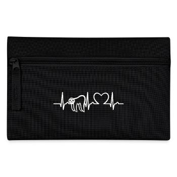 Sloth ECG Curve - Heart Curve - Pulse - Pencil Case - black - Front
